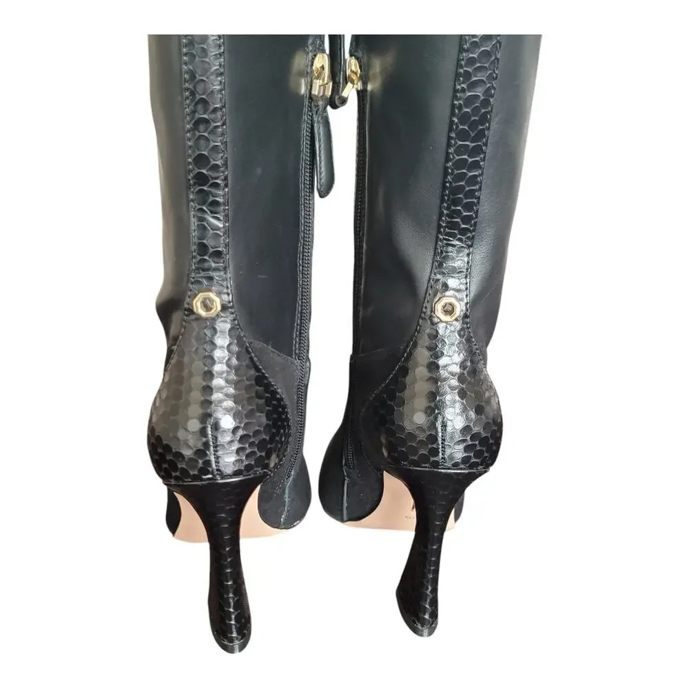 Louise Et Cie Jacobi Mixed Leather Knee High Boots‎ Pointed Toe Women's US 5M